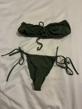 San Lorenzo Green Cheeky Bandeau Bikini Set